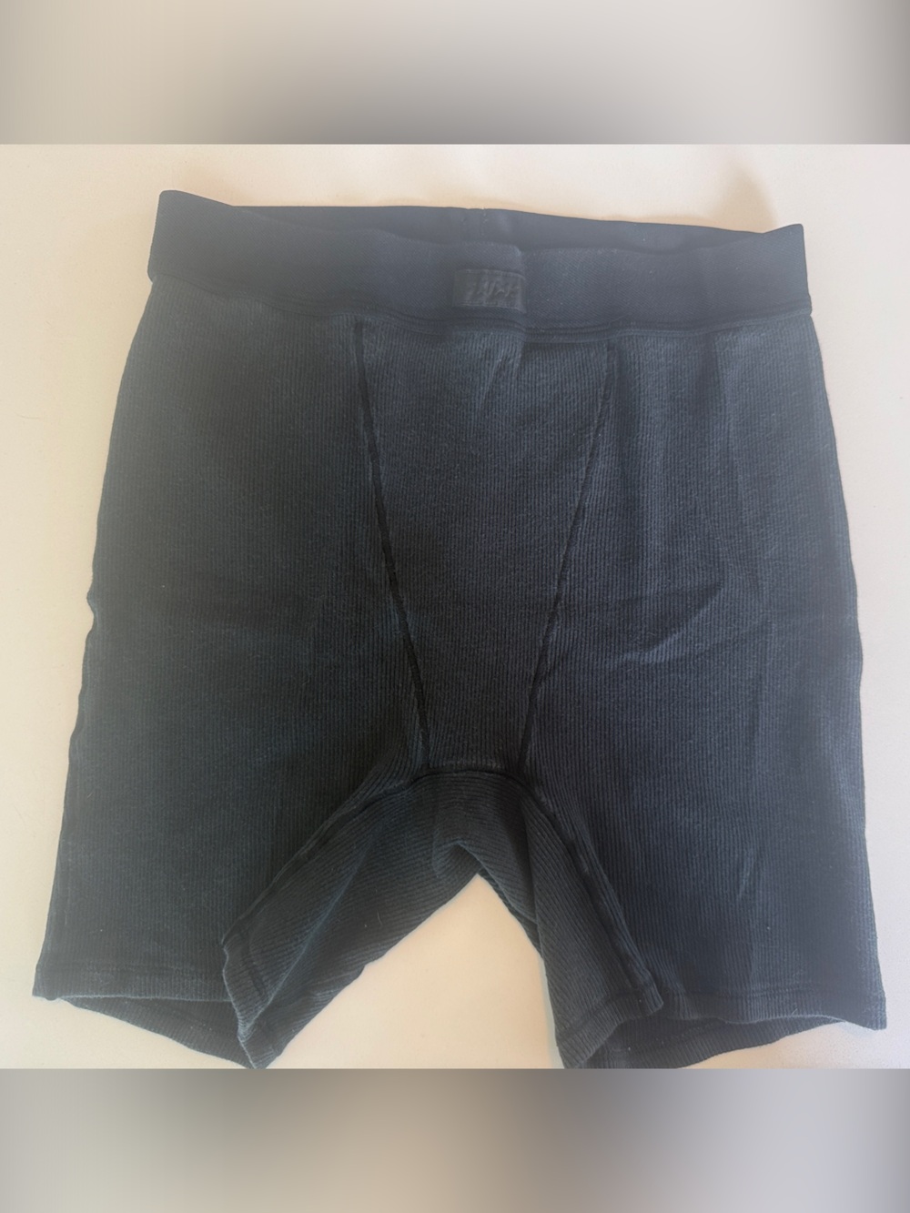 SKIMS Black Ribbed Boxer Briefs, Size M